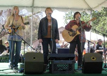 Women on the Move Trio (Linda Geleris, Trish Lester, Joan Enguita) perform their way to FIRST PLACE in the Singing Competition on the main stage at the 51st Topanga Banjo/Fiddle Contest & Folk Festiva