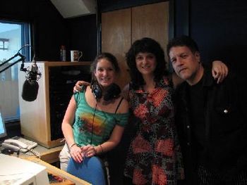 Here we are with Sally Gates of WinFM after our interview which had to be taped a few days in advance - before Andy + Tom arrived.