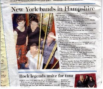 Slightly wrinkled article from the Hampshire Chronicle (weekly arts supplement Sept. 27 - Oct. 3, 2007)
