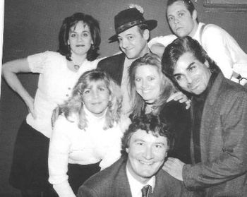 Early BadaBing BadaBoom (1995): (Back) Rebecca Sayre, Bob Dellaposta, Chris Enghauser. (middle) Maureen Mohr, Jennie Hoeft, Eddie Mugavero. (front) Drew Perkins, (pic taken @Wolfy's by friend James Ba