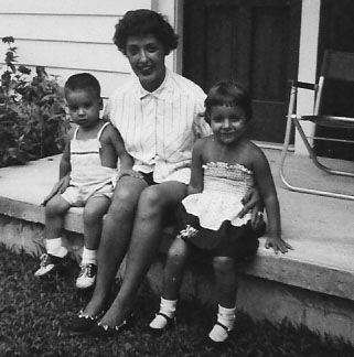 Hot, hot, hot. Me, Mom, and Joyce in Wilmington, Del. Nice gams, Mom! Nice shoes, Eddie. Probably hand-me-downs from Joyce.