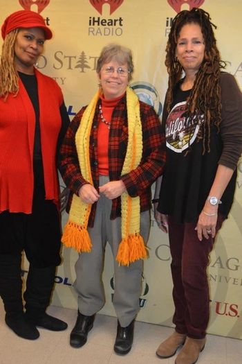 WCSU Radio: Bonni with Lady Z, Izola Wright, left; and Medina, health counselor who appeared on the Chicago State U blues radio show , Dec 2016
