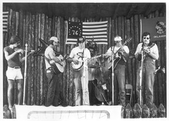 1975 - Cement, OK - David Coe, Jim Wagoner, Vince Gill, Bob Cuadrado, Hal Clifford, and Russ Christopher