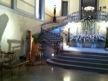 Set up at Oheka Castle -- I'm usually at the top of the stairs, but being at the bottom worked beautifully too.