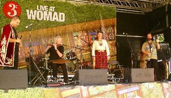 Tigran Aleksanyan, Andrew Cronshaw, Svetlana Spajic, IB on the BBC Radio 3 stage, WOMAD 2008. Photo by Karolina Jankovska.