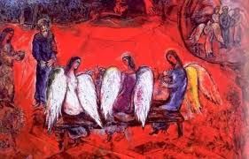 Painting by Marc Chagall - sort of the way I envisioned the three angels that visited me for a week in the studio. (See The Angel Project) I have always loved the paintings of Chagall, so whimsical a