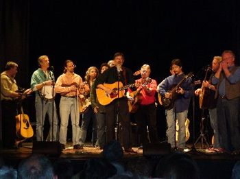 Here's everyone as Gary Mitchell (center) kicks off the finale (I'll Fly Away) at the Paramount Theater Acoustic Concert