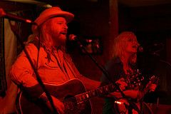 Karen on the Mandolin, as Don and Karen play for the "Nashville on the Thames" show at the Buffalo Club in London.