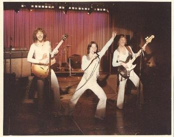 After playing with the Spiral Starecase together, Surrender was able to go back to the same venues under their own name. Here, Don, Mick and Rick Caughron are in a showroom in Toronto.