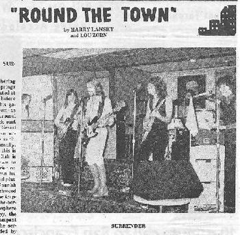 Newspaper photos don't last so well, but this is Surrender Starting out in Clubs in Arkansas. Linda, Rick, Mick Don, and Bev can been seen in this one.