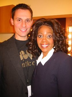 Keith Collins and Mad Tv's Debra Wilson Skelton (Oprah Winfrey) backstage at Cesars Palace in Las Vegas for Comic Relief 2006