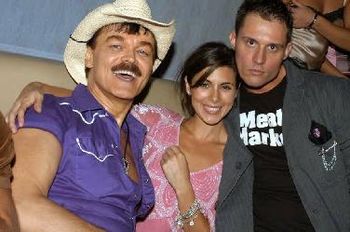 (Original Village People Cowboy) Randy Jones, Jamie-Lynn Sigler, & Keith Collins at Randy & Keith's B-day Event. (Photo Derek Storm-FilmMagic