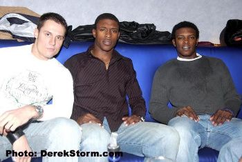 Keith Collins, BJ Upton (Tampa Bay Devil Rays) & Justin Upton (Arizona Diamondbacks) hanging vip room NYC. (photo credit Derek Storm)
