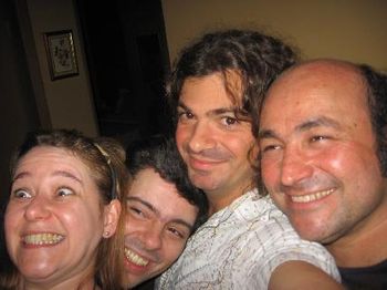 My friends Ana and Rubens, at their house in Sao Paulo, with electric guitarist and shredmaster Joe Moghrabi.