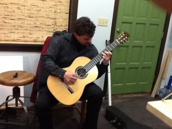 Brand new 2011 spruce and maple Keith Vizcarra guitar. "Athena" opened up right away in a couple of hours playing. This one is going to be great!
