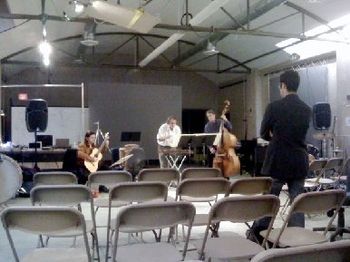 With Steve Paxton and Paul Brown. Before our performance at the 2008 Composers Society, Inc. A last run-through of Luke Gullickson's "Terlingua Meditations." This was the first time the composer was
