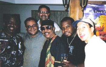 L-R:Bernard Purdie, RV, Ruben Rodriguez, Grady Tate, Gene Jackson and Shunzo Ohno. Ocean Blue Jazz Festival 1998 (Japan)