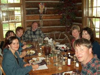Our dinner table on the last night at H&W. I belong in that empty space between Jim and Kathy (but I'm much too hyper to sit still...)