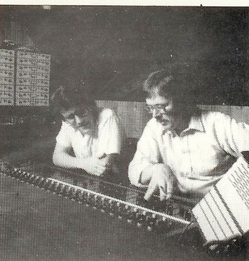 Working with Bob Kaider (on right), a great friend and recording engineer extraordinaire, at Lake Recording, circa 1985. He taught me a lot!