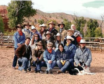 A lot of pictures from Horse & Writer will follow; here's a group shot. FR: John, Stacey, Kathy, Angela, Heath, "Senator" MR: Loretta, Skip, Jenny, Ruth BR: Hilde, me, AmyJo, Joey, Rory, Scott, Jan, J
