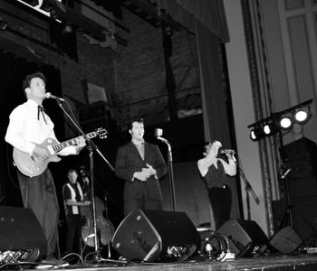 John Mueller, Brandon Bennett and Shawn Barker rocking it. Cast shot of One Night in Memphis: Presley, Perkins, Lewis & Cash.