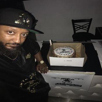 J.O.T. RECORDS owner J.O.T. getting ready to cut the COMPANY CAKE for the LABEL's 2017 VINYL ALBUM RECORD RELEASE in MIAMI FLORIDA at NIGHTCLUB MIAMI LIVE!!!!