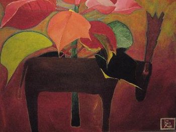 Goat & Poinsettia 1992' - This is the painting where the Guitar in the Kitchen CD cover came from....'
