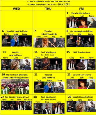 Clara's -JULY Band Calendar