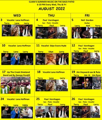 Clara's-AUGUST Band Calendar