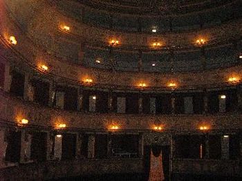 inside one of the many beautiful theaters we played--this one is the Teatro Milanollo (in Savigliano)