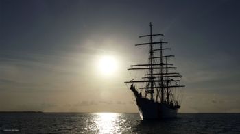 Regarded as "America's Tall Ship," US Coast Guard Cutter "Eagle" prepared for a grand entrance into the Port of Galveston during a 2022 tour. Paul Cater Deaton Photo