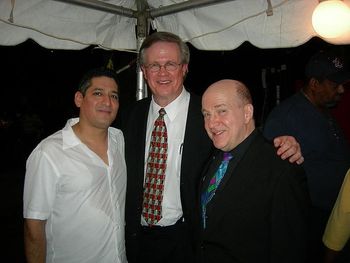 L to R: Steve Ramos, Lew Soloff and Ray Reach, backstage after the show at the 2008 Taste of 4th Avenue Jazz Festival