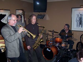 Lou Marini sitting in with Jim Williamson (trumpet) at Bee Gee Adair's gig at F. Scott's in Nashville.