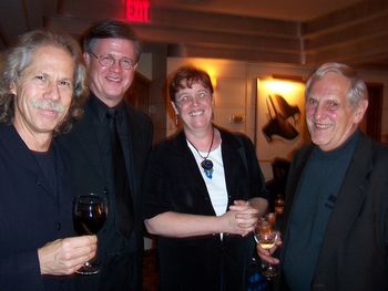 L to R: Lou Marini, Ray Reach, Liane Hansen (of NPR) and the late Ernie Stires at a reception following a Carnegie Hall concert.