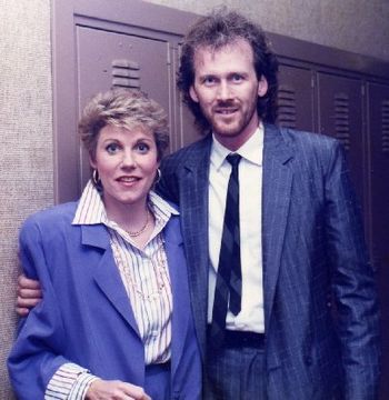 1988...Back stage at the Grand Ole Opry: Tom and Anne Murray. This photo was taken by Charlie Louvin (Louvin Brothers) and sent to Tom.