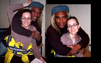 Watch that finger girl!!! Carmen Nickerson & Chazz Dixon stop for a laugh during recording of her next cd.