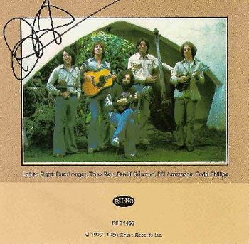 Signed by violinist Darol Anger (far left-from David Grisman Quintet 1976 album (Tony Rice is pictured second from left, and Grisman is in the center))