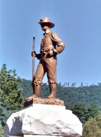 This monument at Driftwood, PA, celebrates Colonel Thomas Kane's recruiting of the Bucktail Regiment and taking it downriver to Camp Curtin.