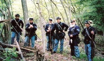 Many thanks to McKean Co. Company I Bucktail reenactors. From l-r are Kyle Nobles, Sergeant Tom Nobles, John Stengel, Chris Beatty, Sergeant Clarence Walker & Larry Fox.