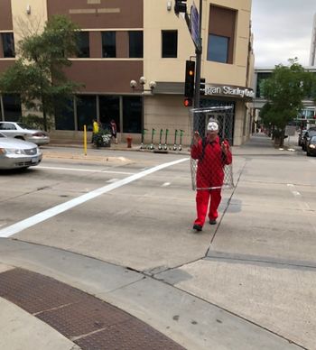 "Portrait of an Artist as Political Prisoner", Performance #1, Rochester, MN, 2019 (Photo: Margarita Baumann)