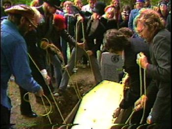 Video still: Billy X. "Performance for the Dead" 3-day live burial internment (Videographer: Paul Woodworth)