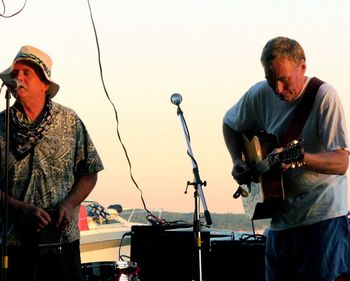 First Festival King, Billy X., and John Pendergast perform at the Swimming Man Festival, Lake Champlain, Burlington, VT-Photo: Queen Margarita Baumann