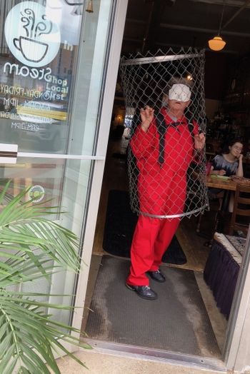 "Portrait of an Artist as Political Prisoner", Performance #1, Rochester, MN, 2019 (Photo: Margarita Baumann)