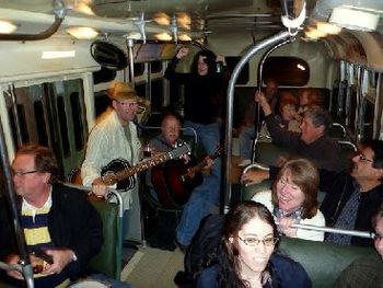 The Mudpuddle Concert Party Bus from NIles to SF and a gig at Viracocha! (not pictured is the snare drum and the upright bass :-)