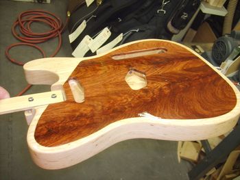 My customer had this body built to 50's Telecaster specs by a Fender-licensed manufacturer. My job was to get it under a nice coat of nitro lacquer!