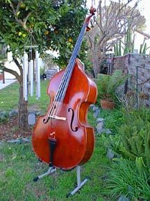 This is Arne Anselm’s Double Bass Violin or Upright Acoustic Bass made in Czechoslovakia by Juzek sometime in the 1930's before the German invasion. This bass immigrated to the United States and labored in Northern California symphony halls before semi-retirement in Ventura. Stats: 3/4 Juzek; 40 3/4" string length; Thomastik Spirocore medium strings. Arne has been playing with Chasm since 2001.