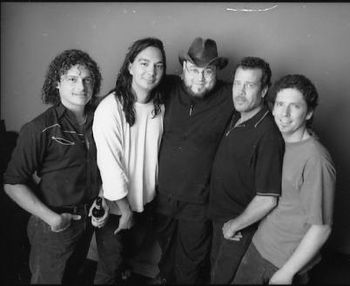 Backstage at The Exit/In, Nashville, TN circa 2000 - Tramp, Nick Nguyen, Richard "Hombre" Price, and Rick Schell: photo by Lawson Little