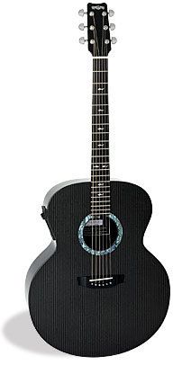 When an acoustic guitar sound is called for, but heat, cold, or humidity extremes make it imprudent to bring out a traditional wood instrument, Jeff selects a JM1000 by RainSong. It is made of carbon fiber,and features mother-of-pearl shark inlays on the neck, and an abalone rosette around the fingerboard. Borrowed from the Rainsong website: "How do you describe RainSong's JM? Three words: loud, loud, and loud. And if that's not enough, it's also loud. This is the largest body RainSong builds. The sheer size, combined with the attributes of Projection Tuned Layering™ make the JM one of the loudest acoustic guitars on the planet. This guitar is loud. We had to say it again. But the JM is not just about power. The narrow waist and some layering refinements specific to the Jumbo soundboard give the JM some real fingerstyle grace. The guitar is strong, but impeccably balanced, with bass, mids and trebles distinct, clear and, dare we say it again, loud." No body braces, no soundboard braces, no truss rod....this thing is ready to launch into space and survive re-entry into the atmosphere! It does come with electronics (RainSong Element On-Board System by L.R. Baggs) - you can hear it at a E14 gig soon!