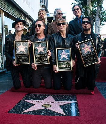 Jane's Addiction: Perry Farrell, Dave Navarro, Stephen Perkins and Chris Chaney on October 31, 2013 at the Jane's Addiction Star Ceremony on the Walk of Fame in Hollywood, California.