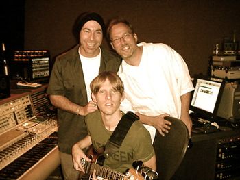Heath De Fount-Haberlin, Chris Chaney and Gary Novak recording "Ugly Truths & Beautiful Lies" at Sonora Recorders in Los Angeles, California.